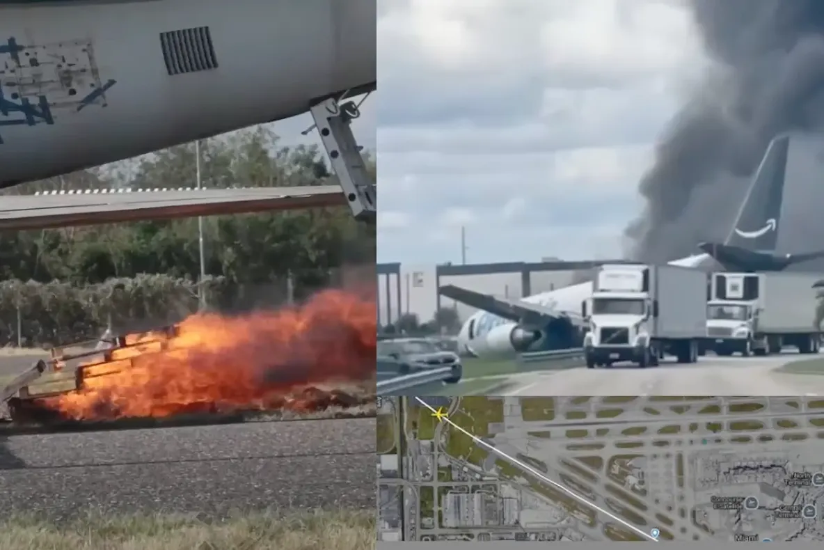 Avion în flăcări după ce a ieșit de pe pistă la aterizare pe aeroportul din Miami